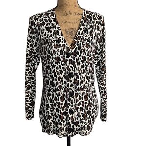 Terry Lewis Classic Luxuries Animal Print Cardigan w Button Closure Sz XS